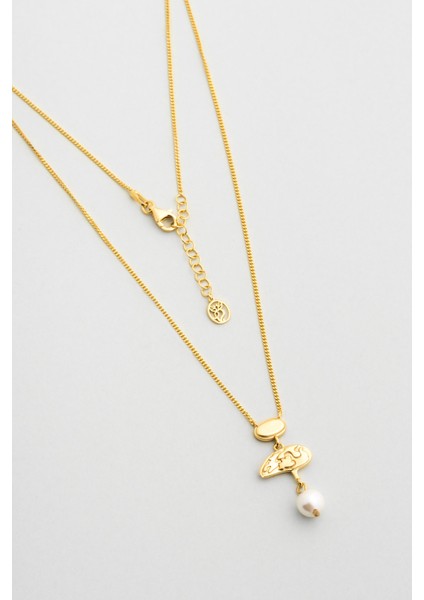 Lucia 18 Ayar Sarı Altın Kaplama 46 cm Gümüş Inci Kolye