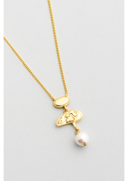 Lucia 18 Ayar Sarı Altın Kaplama 46 cm Gümüş Inci Kolye indirimleri