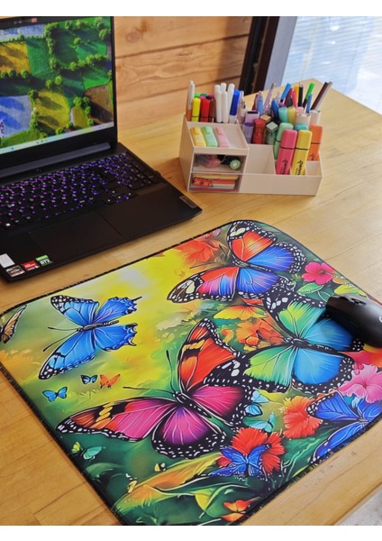 55X45 cm Renkli Kelebekler Kaydırmaz Taban Speed Yüzey Oyuncu Mouse Pad Gaming Pad fiyatları