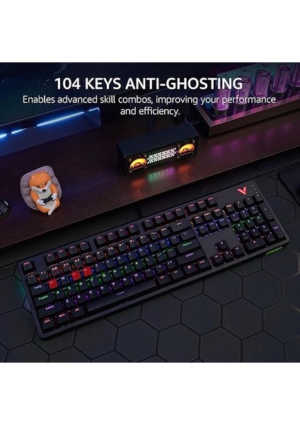 V500PRO Mekanik Oyun Klavyesi, 104 Anti-Gölgelenme Tuşu, Özelleştirilebilir Rgb Arka Aydınlatma, Multimedya Kısayol Tuşları, Çıkar indirimleri