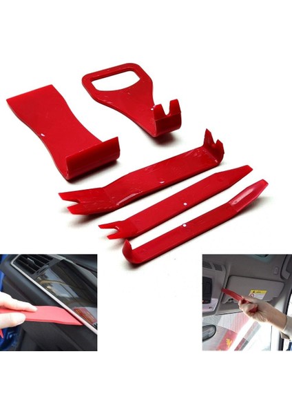 Oto Döşeme ve Trim Sökme Aparatı 5 Parça Kırmızı
