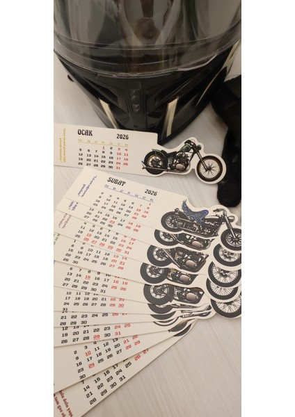 2026 Motosiklet Ayraç Takvimi Motosiklet Temalı Özel Tasarım Ayraç Takvim modelleri