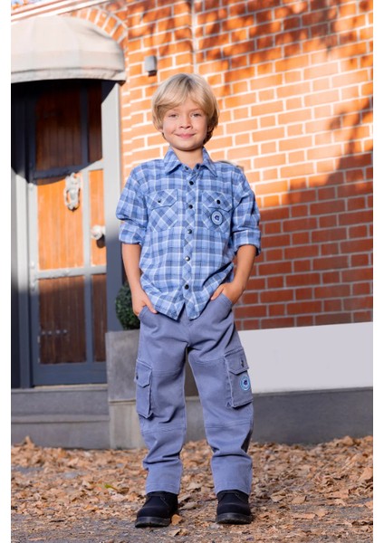 Erkek Çocuk Çıtçıtlı Cepli Ekose Oduncu Gömlek MNT25E215