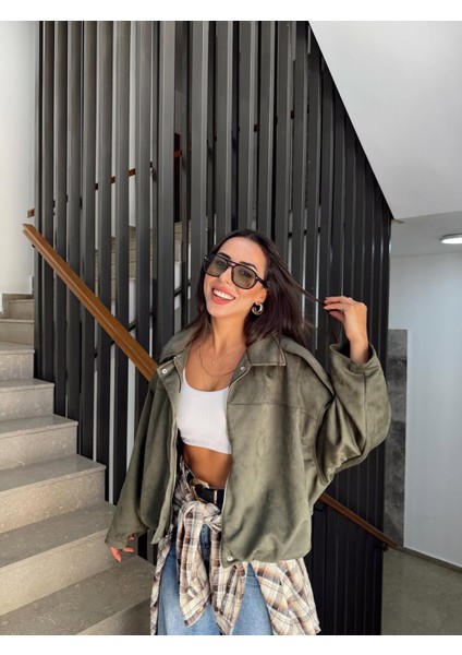 Zr Oversize Süet Bomber Ceket