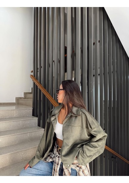 Zr Oversize Süet Bomber Ceket modelleri