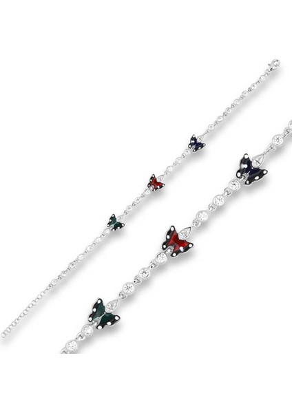 925 Ayar Gümüş Mineli Kelebek Bileklik T5935 (802802)