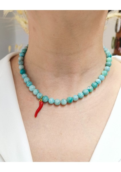 Amazonit Kolye - Kaygıyı Azaltın, Neşenizi Artırın ve Kendinizi Ifade Edin - 8 mm