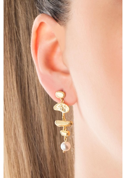 Lucia 18 Ayar Sarı Altın Kaplama Gümüş Inci Küpe fiyatları