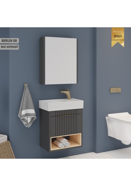 Berlin 50 cm Antrasit Banyo Dolabı