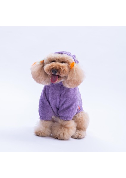 Lila Lucca Teddy Ayı Kulaklı Peluş Köpek Kıyafeti Kedi Kıyafeti Köpek Sweati modelleri