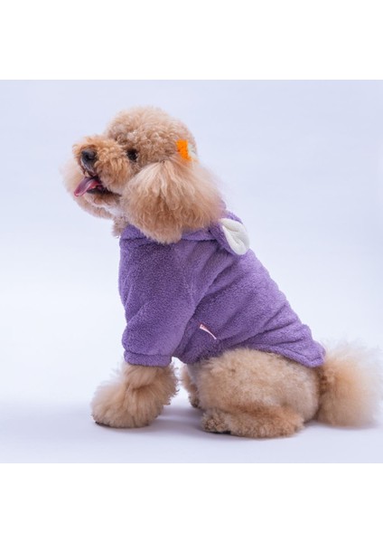 Lila Lucca Teddy Ayı Kulaklı Peluş Köpek Kıyafeti Kedi Kıyafeti Köpek Sweati fırsatları