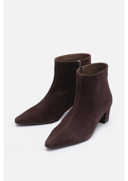 Bestyle Lorra Kadın Acı Kahve %100 Gerçek Deri Sivri Burun Bot