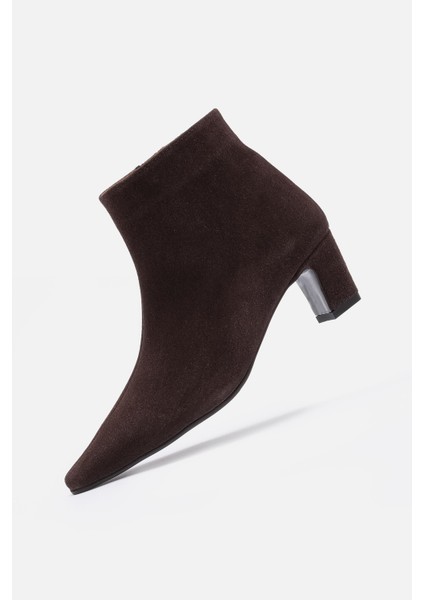 Bestyle Lorra Kadın Acı Kahve %100 Gerçek Deri Sivri Burun Bot