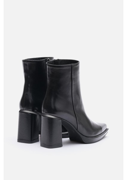 Bestyle Ludo Kadın Siyah Gerçek Deri Topuklu Bot indirimleri