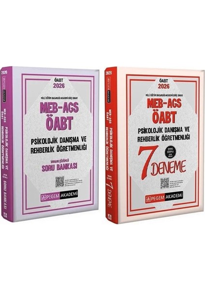 Pegem 2026 Öabt Meb-Ags Psikolojik Danışma ve Rehber Öğretmenliği Soru Bankası + 7 Deneme 2 Li Set