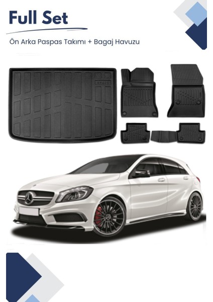Mercedes A Serisi W176 2016 Model Tam Uyumlu Paspas+Bagaj Havuzu Seti