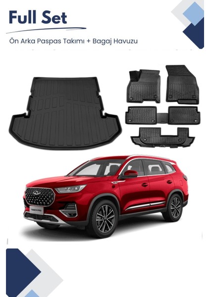 Chery Tiggo 8 Pro 7 Koltuk 2024 Model Tam Uyumlu Paspas+Bagaj Havuzu Seti