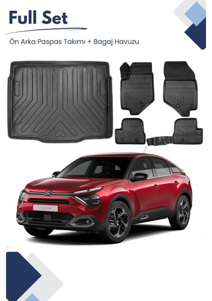Citroen C4 2021 Model Tam Uyumlu Paspas+Alt Bagaj Havuzu Seti