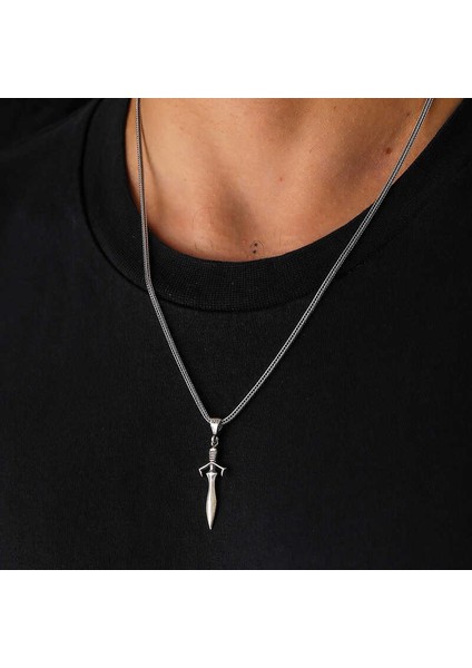 925 Ayar Gümüş Kılıç Erkek Gümüş Kolye T7920 (802802)