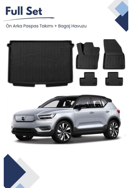Volvo EX40 2024-2025 Model Tam Uyumlu Paspas+Bagaj Havuzu Seti