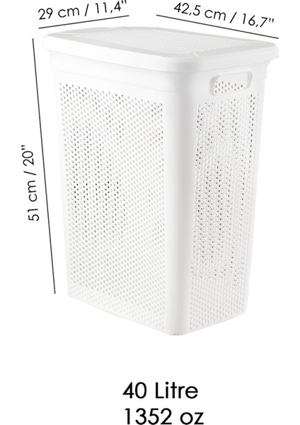 2'li Kirli Çamaşır Sepeti Seti - 40 Litre Kapaklı Delik Detaylı Stash Slim Kirli Sepeti Beyaz Gri indirimleri