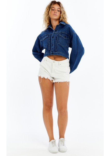 Kadın Kot Ceket Oversize Bomber Niş Tasarım Özgünlük Günlük Kullanıma Uygun Şık Mont Crop Kot Ceket fırsatları