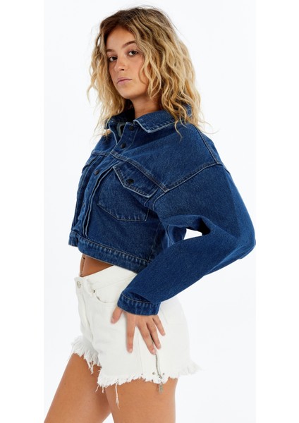 Kadın Kot Ceket Oversize Bomber Niş Tasarım Özgünlük Günlük Kullanıma Uygun Şık Mont Crop Kot Ceket indirimleri