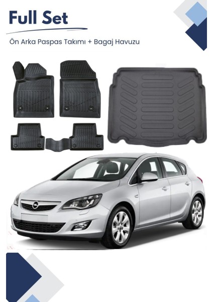 Opel Astra J Hatchback 2016 Model Tam Uyumlu Paspas+Bagaj Havuzu Seti