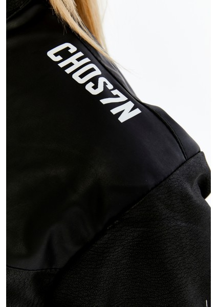 Kadın Crop Deri Ceket – Renkli Baskılı Motorcu Stil Mont - Kısa Ceket Çok Renkli Mont - Hakim Yaka