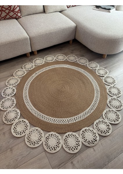 Buganvilla Hasır Jüt Çiçek Desenli El Dokuma Antre Salon Mutfak Yatak Odası Kilim Paspas fiyatları