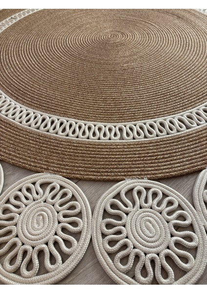 Buganvilla Hasır Jüt Çiçek Desenli El Dokuma Antre Salon Mutfak Yatak Odası Kilim Paspas fırsatları