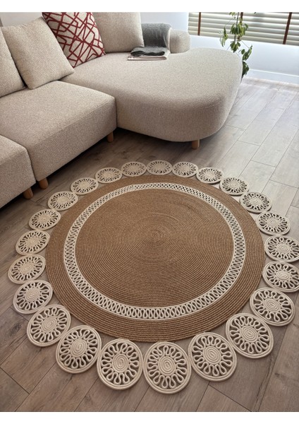 Buganvilla Hasır Jüt Çiçek Desenli El Dokuma Antre Salon Mutfak Yatak Odası Kilim Paspas indirimleri