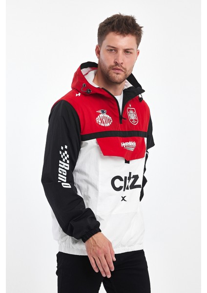 Erkek Baskılı Iki Renk Fermuarlı Motorcu Yağmurluk Su Geçirmez Yarışçı Ceket Baskılı Kolej Mont modelleri