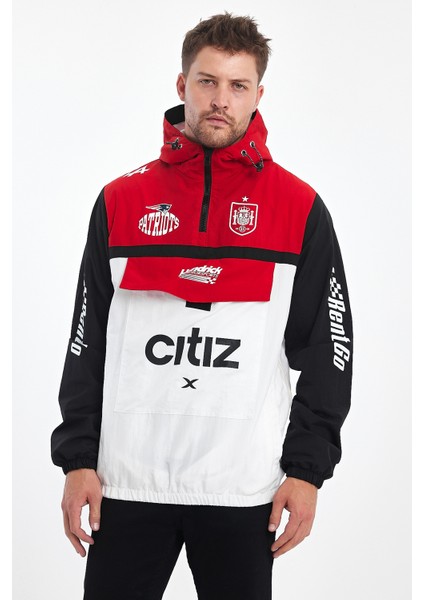 Erkek Baskılı Iki Renk Fermuarlı Motorcu Yağmurluk Su Geçirmez Yarışçı Ceket Baskılı Kolej Mont fırsatları