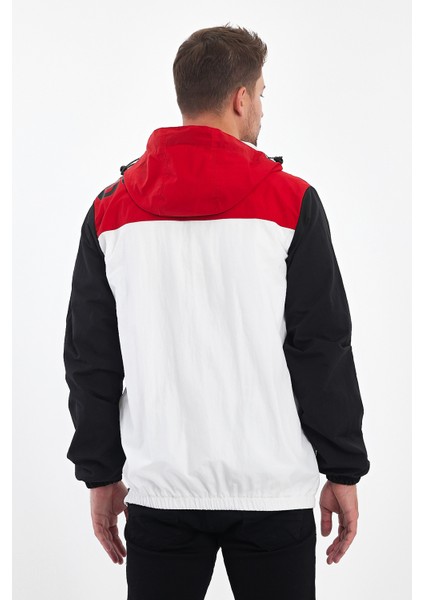 Erkek Baskılı Iki Renk Fermuarlı Motorcu Yağmurluk Su Geçirmez Yarışçı Ceket Baskılı Kolej Mont