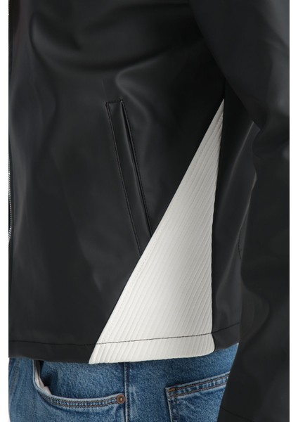 Erkek Fit Kalıp Motorcu Mont Düz Yarışçı Ceket Kolej Mont