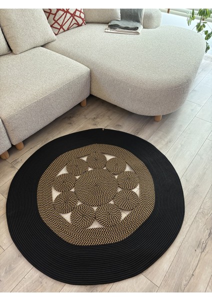 Jutella Hasır Krem Ortası Kurabiyeli Jüt Hasır Yuvarlak Modern Salon Banyo Kilim Halı Paspas Yolluk fiyatları