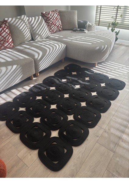 Lavande El Yapımı Halat Kilim – Modern Kare Formlu Dekoratif Tasarım Kilim modelleri