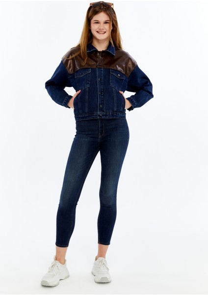 Kadın Standart Kot Ceket Deri Niş Özgün Tasarım Günlük Sokak Sitili Model Bomber Mont Kolej Ceket fiyatları