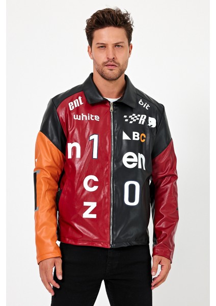 Erkek Oversize Baskılı Motorcu Montu Fermuarlı Yarışçı Ceketi Astarlı Garnili Kolej Bomber Mont modelleri