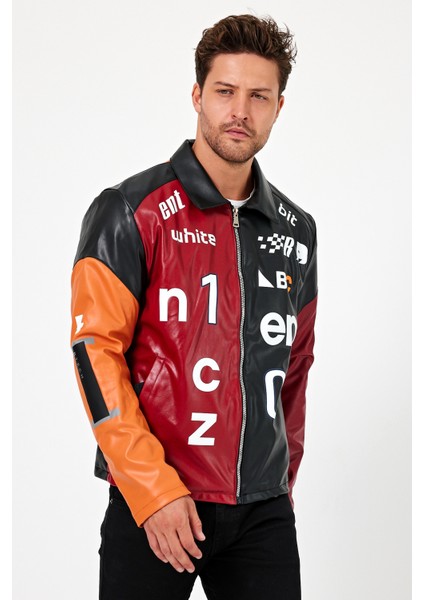 Erkek Oversize Baskılı Motorcu Montu Fermuarlı Yarışçı Ceketi Astarlı Garnili Kolej Bomber Mont fırsatları