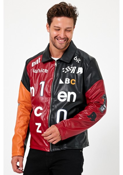 Erkek Oversize Baskılı Motorcu Montu Fermuarlı Yarışçı Ceketi Astarlı Garnili Kolej Bomber Mont indirimleri