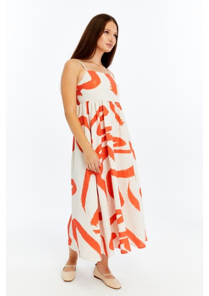 Kadın Askılı Desenli Midi Elbise – Rahat Yazlık Günlük & Şık Elbise fiyatları