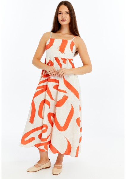 Kadın Askılı Desenli Midi Elbise – Rahat Yazlık Günlük & Şık Elbise modelleri