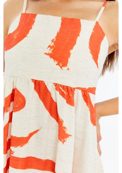 Kadın Askılı Desenli Midi Elbise – Rahat Yazlık Günlük & Şık Elbise