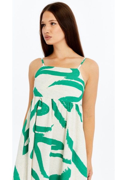 Kadın Askılı Desenli Midi Elbise – Rahat Yazlık Günlük & Şık Elbise fırsatları