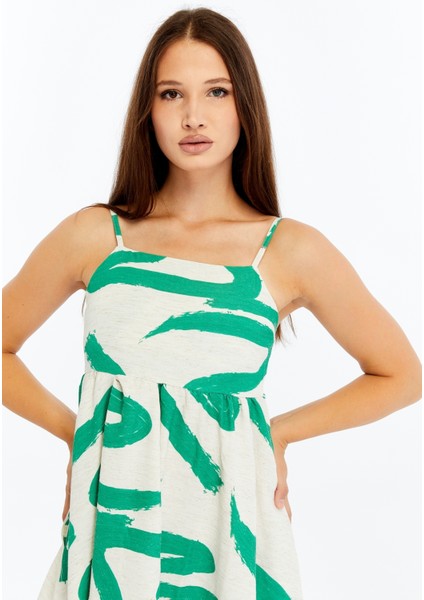 Kadın Askılı Desenli Midi Elbise – Rahat Yazlık Günlük & Şık Elbise indirimleri