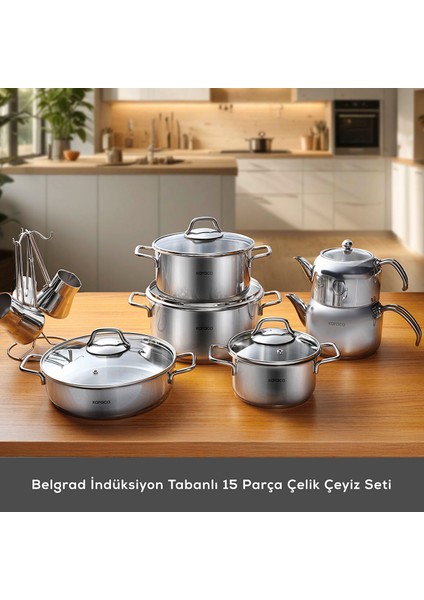 Çeyiz Seti Indüksiyon Tabanlı 15 Parça [çelik]