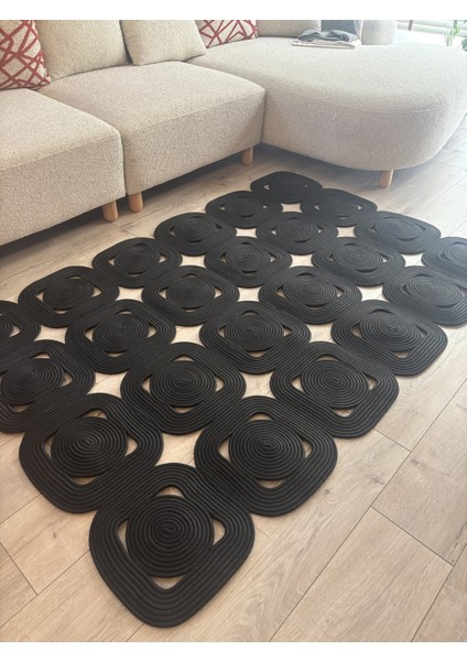 Lavande El Yapımı Halat Kilim – Modern Kare Formlu Dekoratif Tasarım Kilim fırsatları