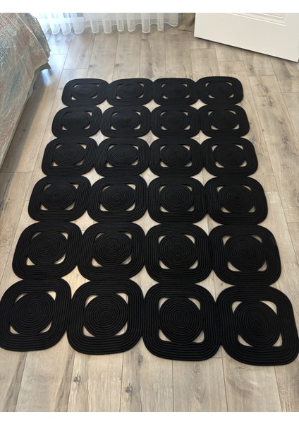 Lavande El Yapımı Halat Kilim – Modern Kare Formlu Dekoratif Tasarım Kilim